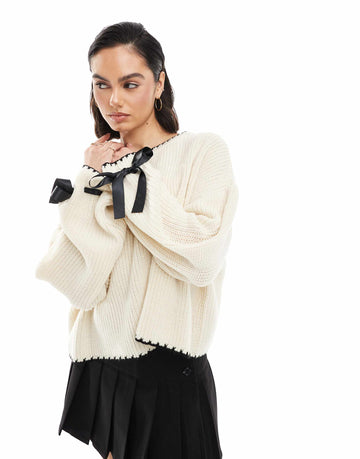 Miss Selfridge satin bow cuff jumper