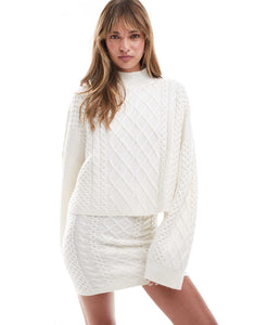 Miss Selfridge cable knit jumper co-ord cream