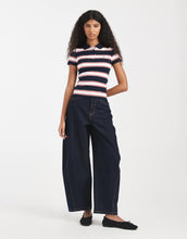 Load image into Gallery viewer, Tommy Jeans rib slim fit polo shirt navy stripe