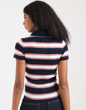Load image into Gallery viewer, Tommy Jeans rib slim fit polo shirt navy stripe