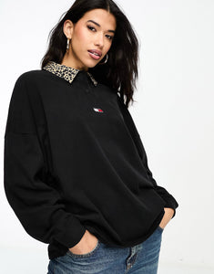 Tommy Jeans oversized long sleeve leopard black