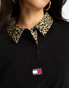 Tommy Jeans oversized long sleeve leopard black