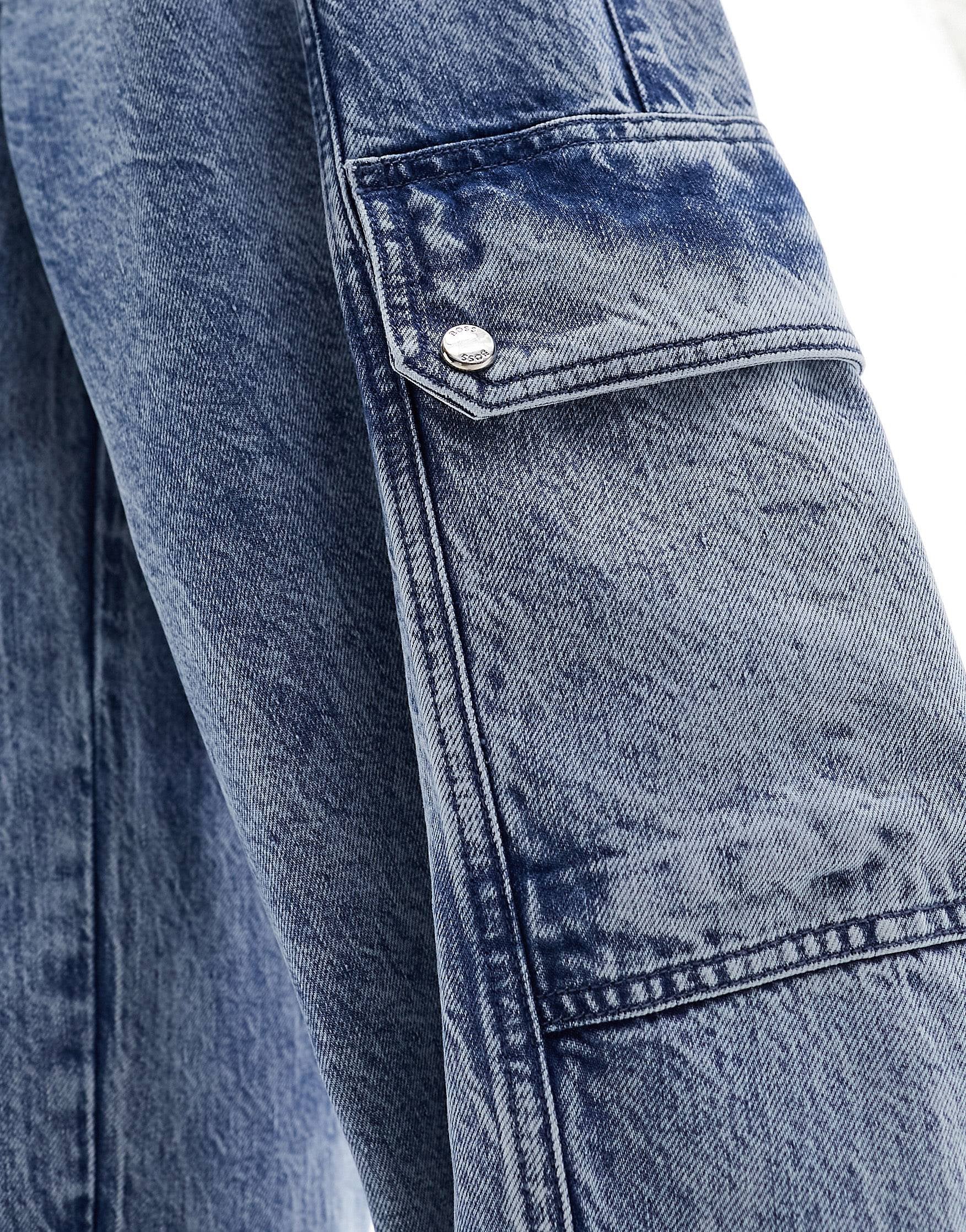 BOSS wide leg cargo jeans stone wash
