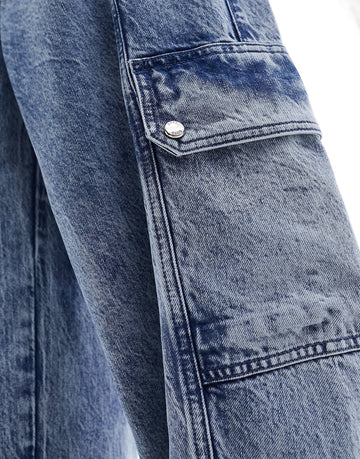 BOSS wide leg cargo jeans stone wash