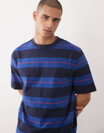 ARKET heavyweight jersey oversized t-shirt blue stripe