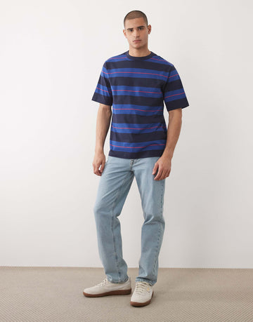 ARKET heavyweight jersey oversized t-shirt blue stripe
