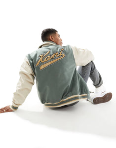 Karl Kani OG varsity bomber jacket dusty green