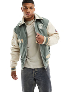 Karl Kani OG varsity bomber jacket dusty green