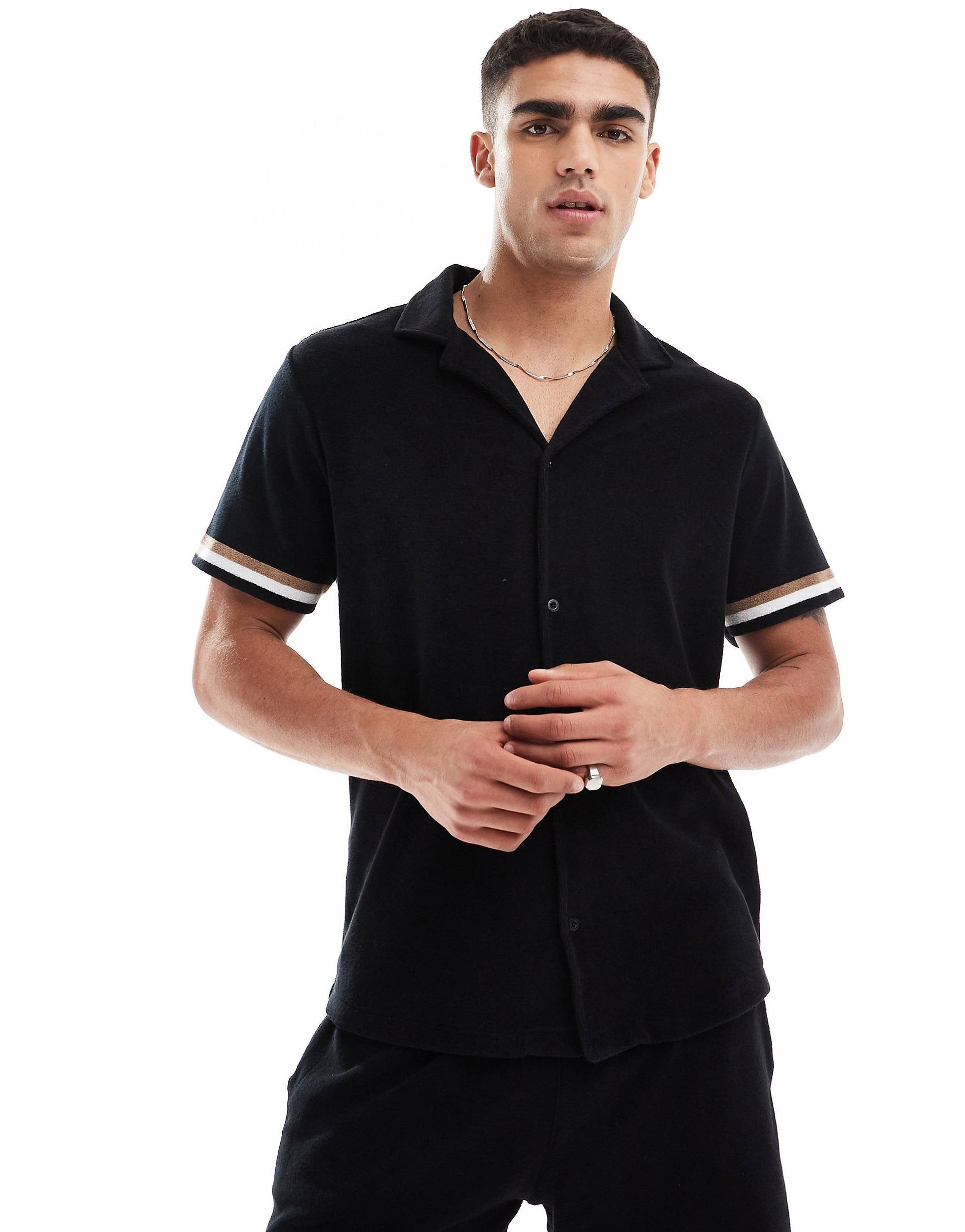Boss Terry beach shirt black