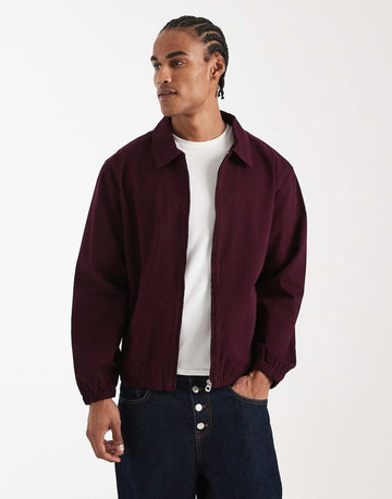 DESIGN cotton harrington jacket burgundy
