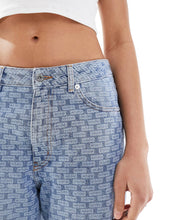 Load image into Gallery viewer, HUGO BLUE burnout wide leg jeans mid blue