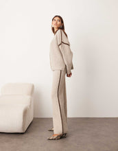 Load image into Gallery viewer, ARRANGE thick rib knit high neck jumper trouser oatmeal chocolate
