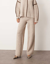 Load image into Gallery viewer, ARRANGE thick rib knit high neck jumper trouser oatmeal chocolate