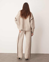Load image into Gallery viewer, ARRANGE thick rib knit high neck jumper trouser oatmeal chocolate