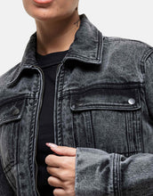Load image into Gallery viewer, Good For Nothing co-ord cropped denim jacket black acid wash