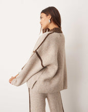Load image into Gallery viewer, ARRANGE thick rib knit high neck jumper trouser oatmeal chocolate