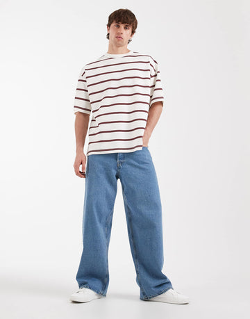 DESIGN oversized t-shirt in red stripe