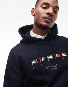 Tommy Hilfiger multi flag logo hoodie navy