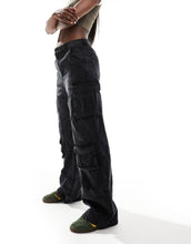 Load image into Gallery viewer, Good For Nothing denim utility baggy fit trousers black