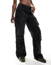 Load image into Gallery viewer, Good For Nothing denim utility baggy fit trousers black