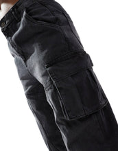 Load image into Gallery viewer, Good For Nothing denim utility baggy fit trousers black