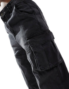 Good For Nothing denim utility baggy fit trousers black