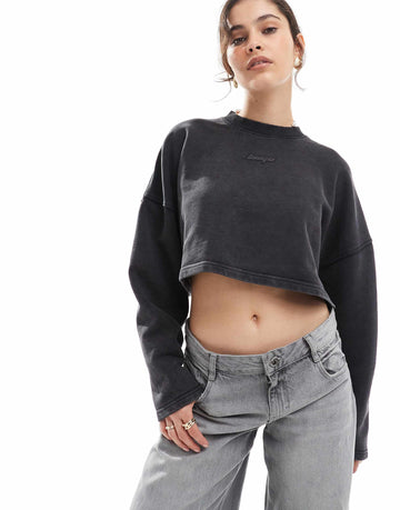 Hugo Blue Derissa cropped sweatshirt black