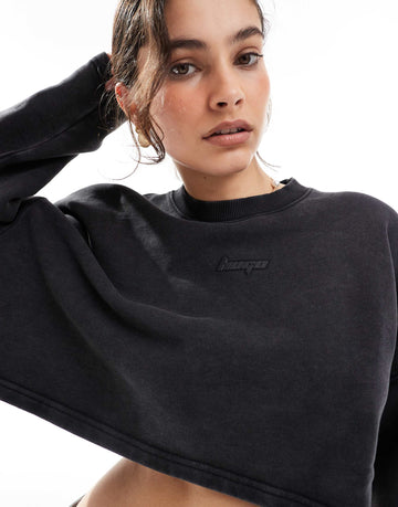 Hugo Blue Derissa cropped sweatshirt black