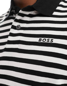 BOSS Orange pale stripe polo shirt black