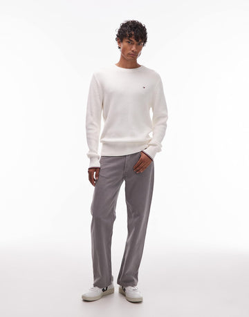 Tommy Hilfiger tipped crew neck jumper off white