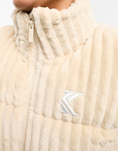 Karl Kani retro cropped puffer jacket beige corduroy