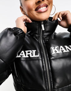 Karl Kani retro puffer jacket black faux leather