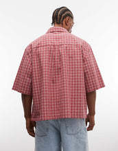 Load image into Gallery viewer, DESIGN oversized check shirt chest embroidery red