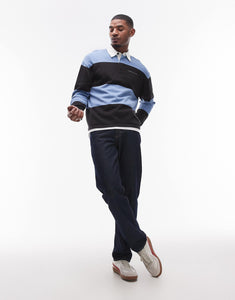 Tommy jeans relaxed striped rugby sweater blue