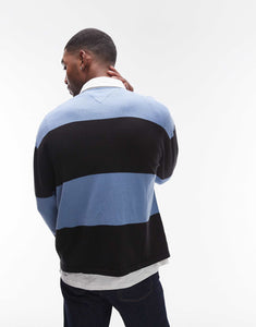 Tommy jeans relaxed striped rugby sweater blue