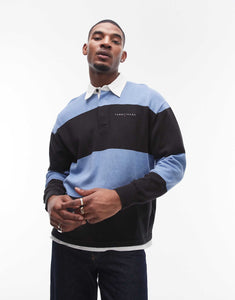 Tommy jeans relaxed striped rugby sweater blue