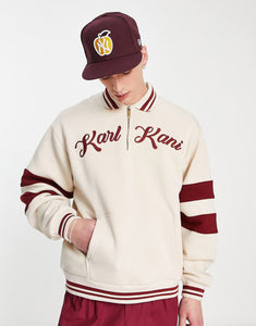 Karl Kani script half zip sweat beige