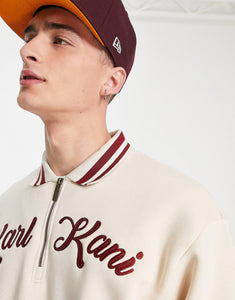 Karl Kani script half zip sweat beige