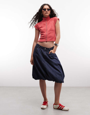 Reclaimed Vintage button through tank raspberry
