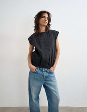 Load image into Gallery viewer, Topshop soft zip through structured shoulder top black