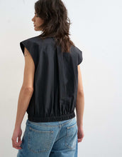 Load image into Gallery viewer, Topshop soft zip through structured shoulder top black