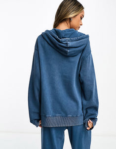 DESIGN hoodie co-ord washed denim blue