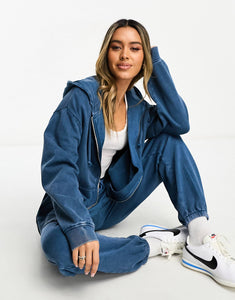 DESIGN hoodie co-ord washed denim blue