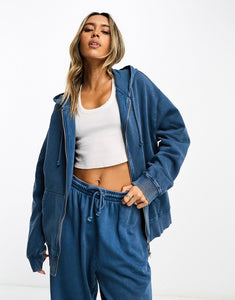 DESIGN hoodie co-ord washed denim blue