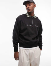 Load image into Gallery viewer, Tommy Jeans linear logo half zip sweatshirt black