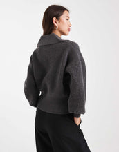 Load image into Gallery viewer, DESIGN polo fisherman rib waisted detail charcoal