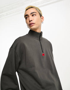 HUGO Durty quarter zip sweat grey