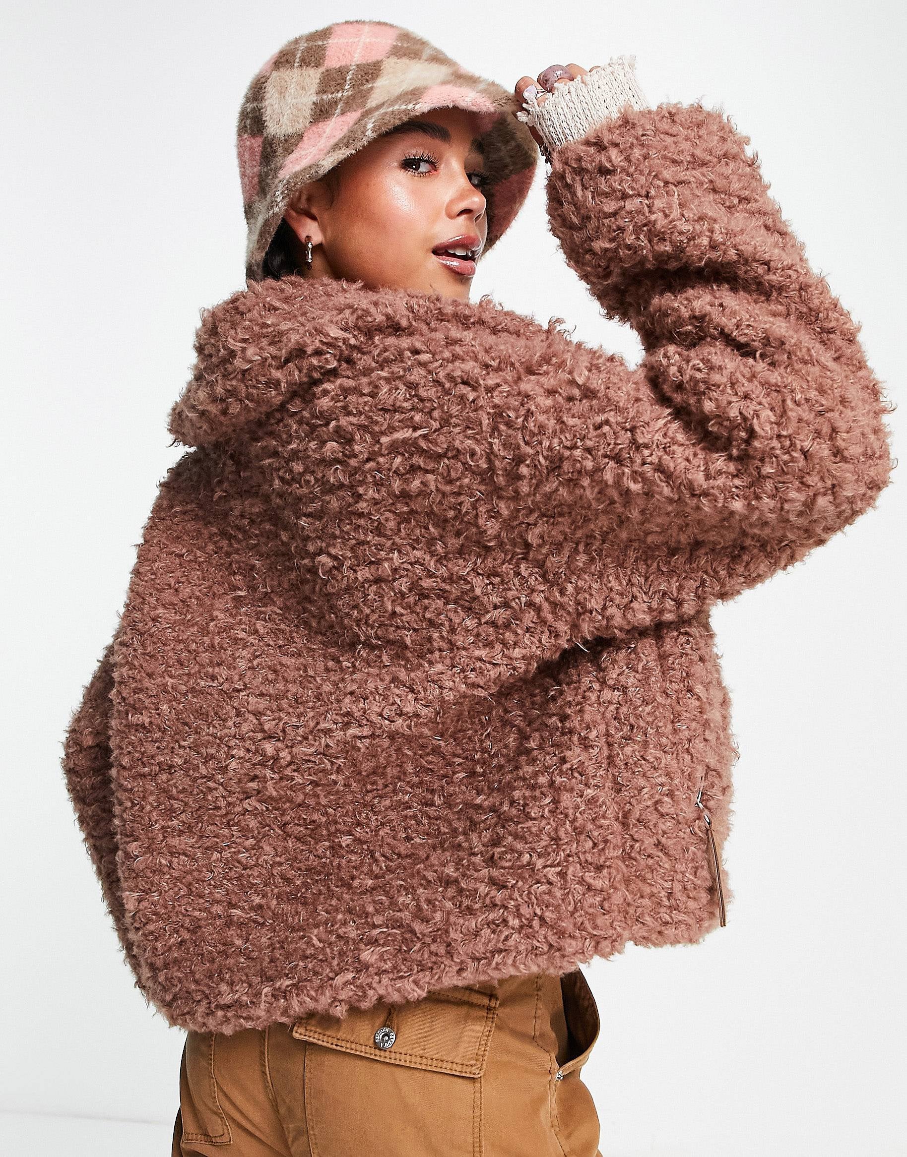 UGG Maeve sherpa zip up jacket chestnut