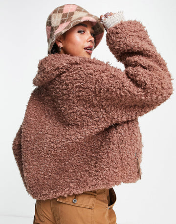 UGG Maeve sherpa zip up jacket chestnut