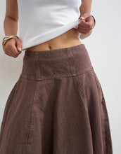 Load image into Gallery viewer, Topshop denim barrel seamed maxi skirt tobacco ecru